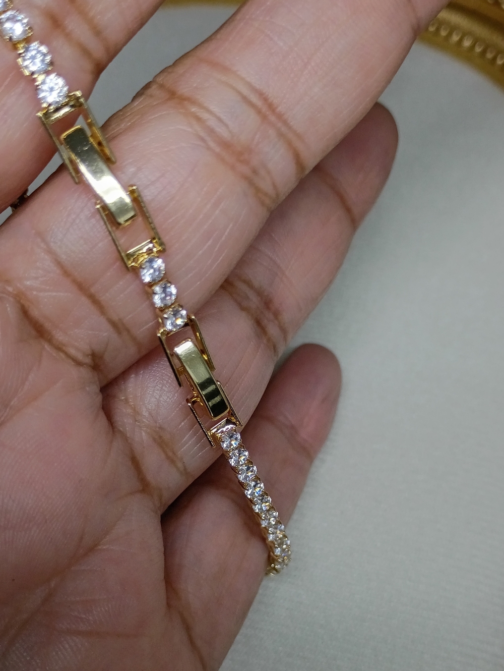 New Gold Plated Tennis Bracelet with Pink Heart Center 🚨 - Picture 5 of 6